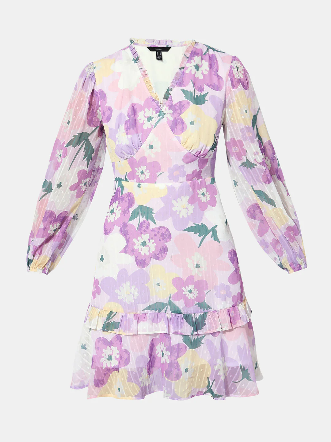 Purple Floral Print Mini Dress - Image 6