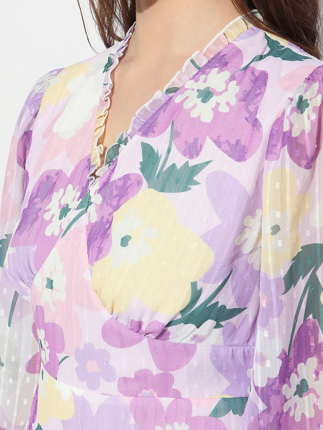 Purple Floral Print Mini Dress - Image 7