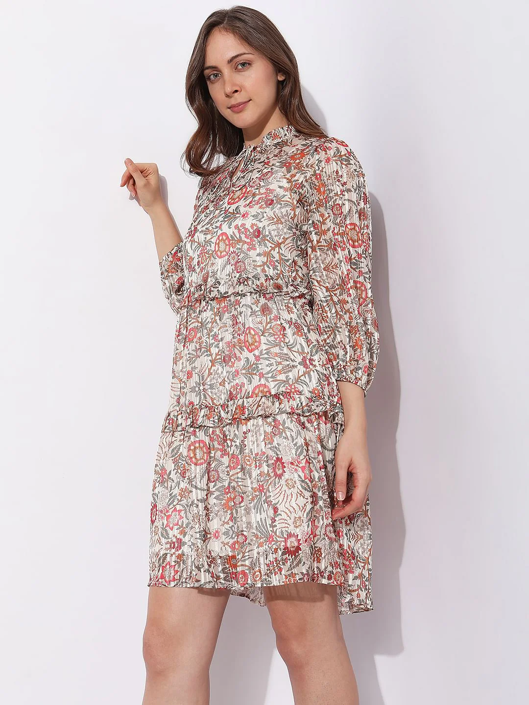 Orange Floral Print Shift Dress - Image 2
