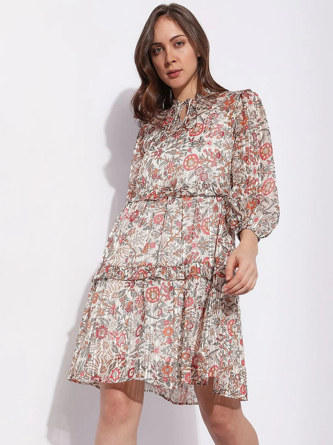 Orange Floral Print Shift Dress - Image 3