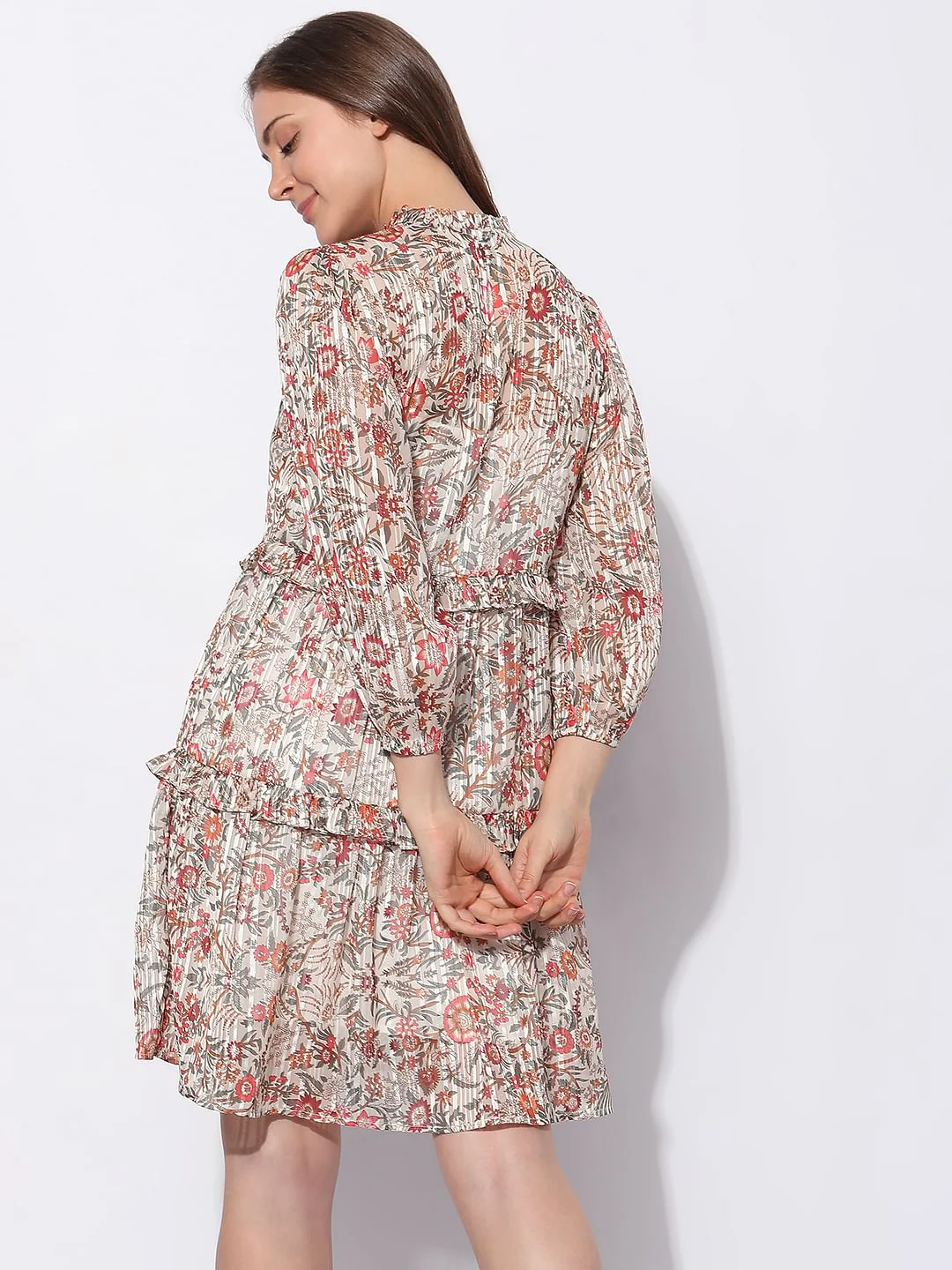 Orange Floral Print Shift Dress - Image 4