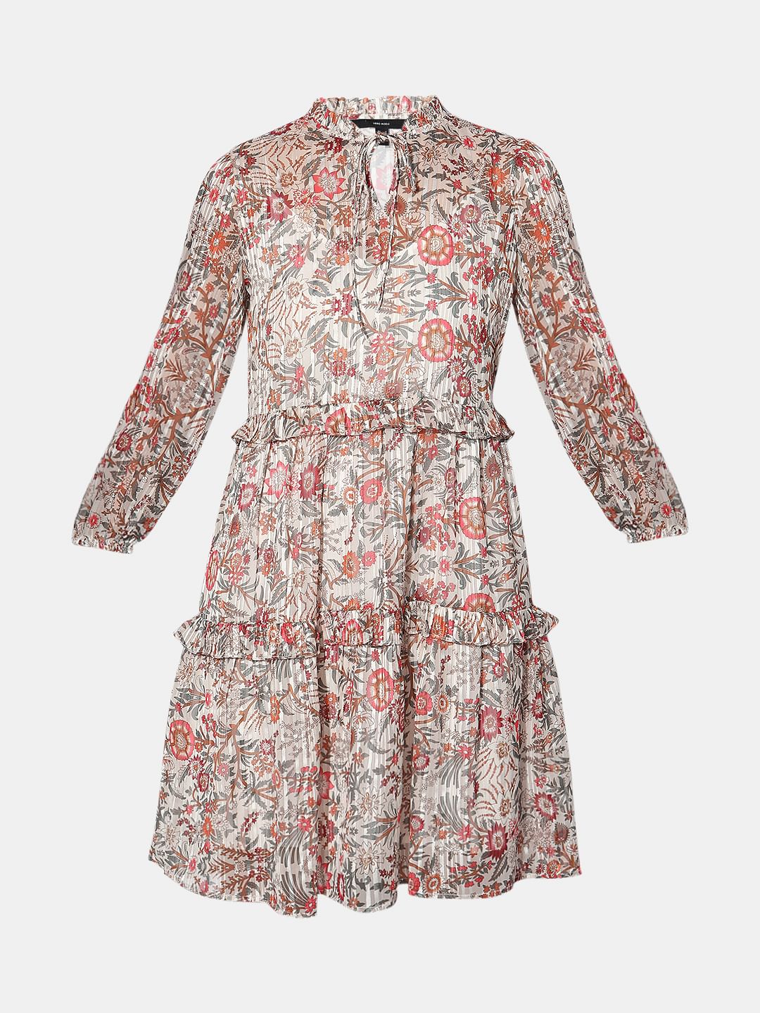 Orange Floral Print Shift Dress - Image 7