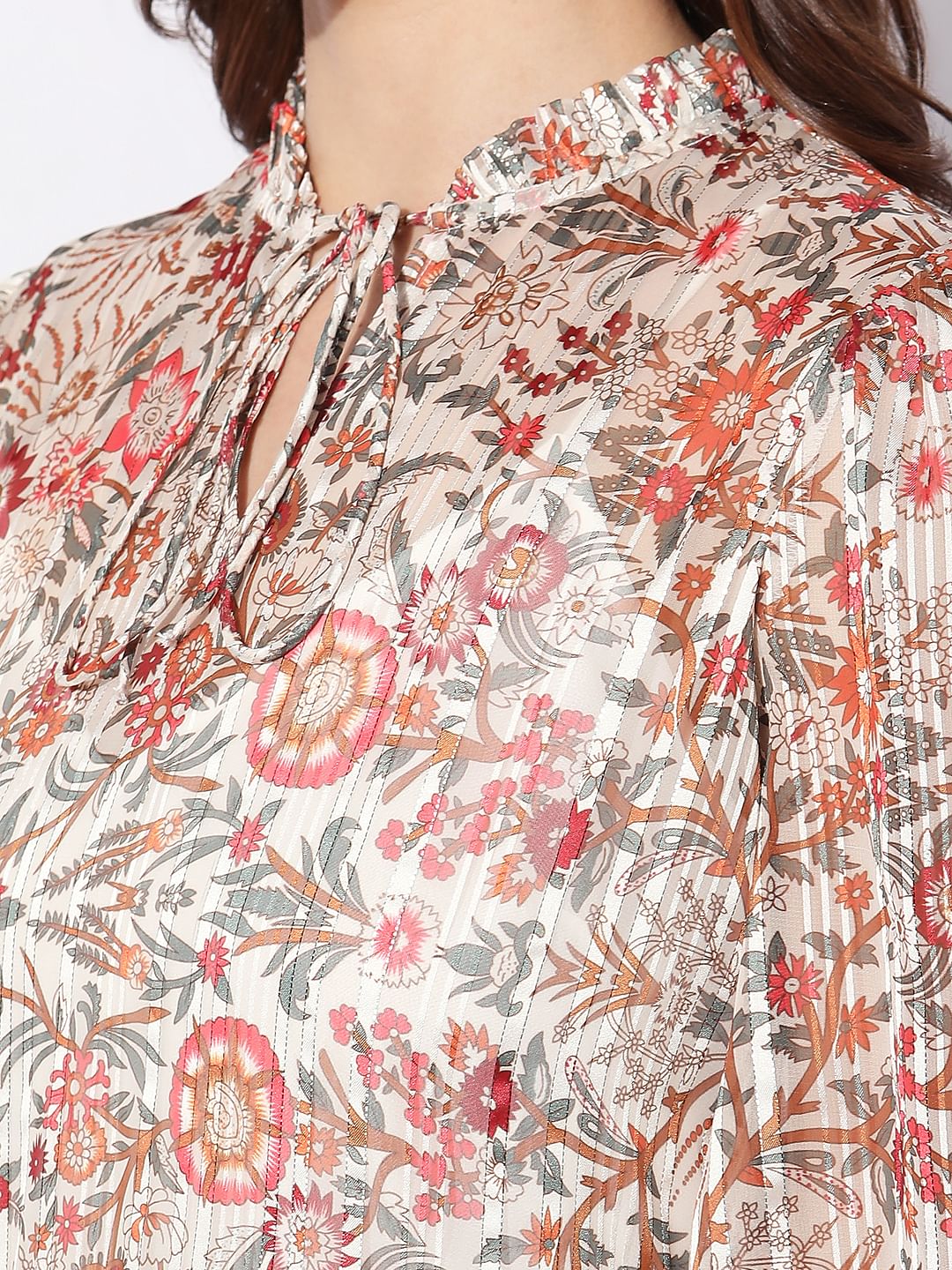 Orange Floral Print Shift Dress - Image 8