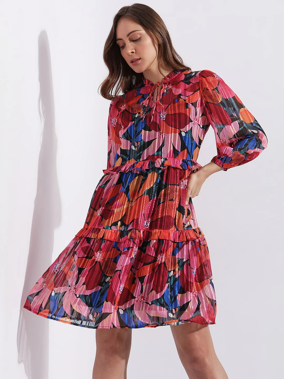 Pink Floral Print Shift Dress - Image 2
