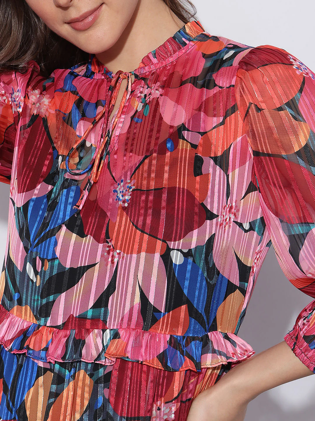Pink Floral Print Shift Dress - Image 6