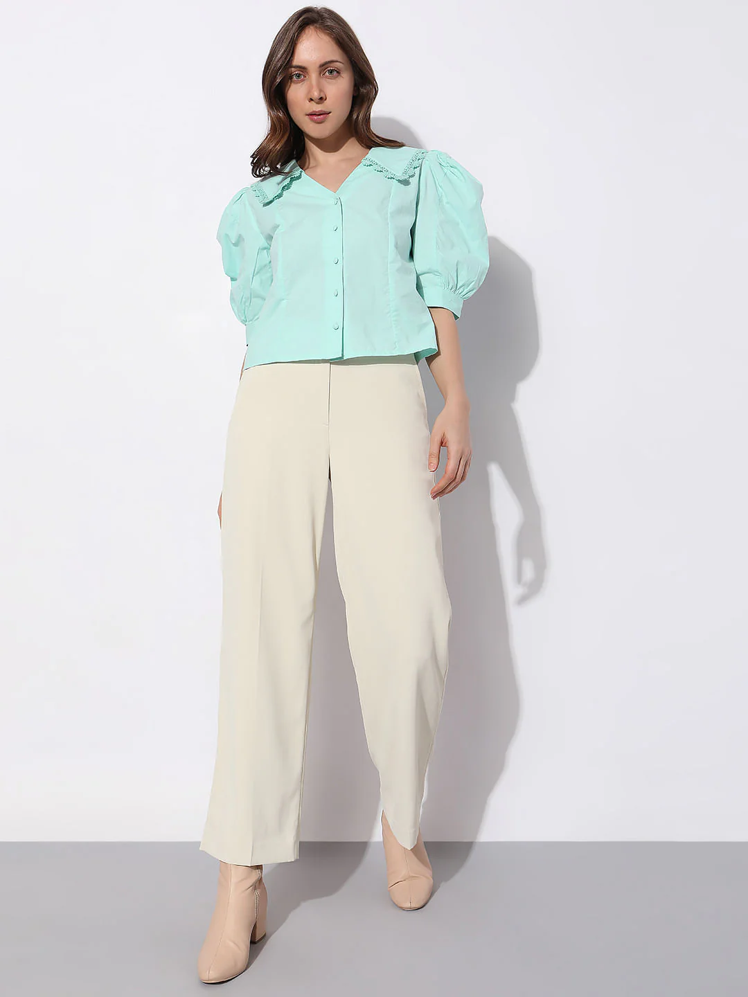 Sea Blue Puff Sleeves Top - Image 5
