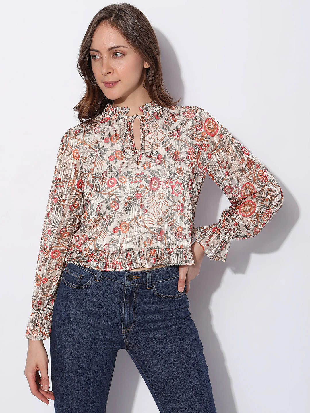 Orange Floral Print Top - Image 2
