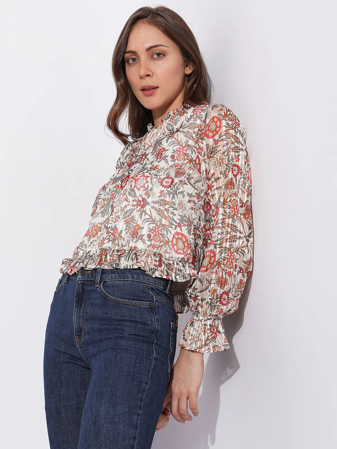 Orange Floral Print Top - Image 3