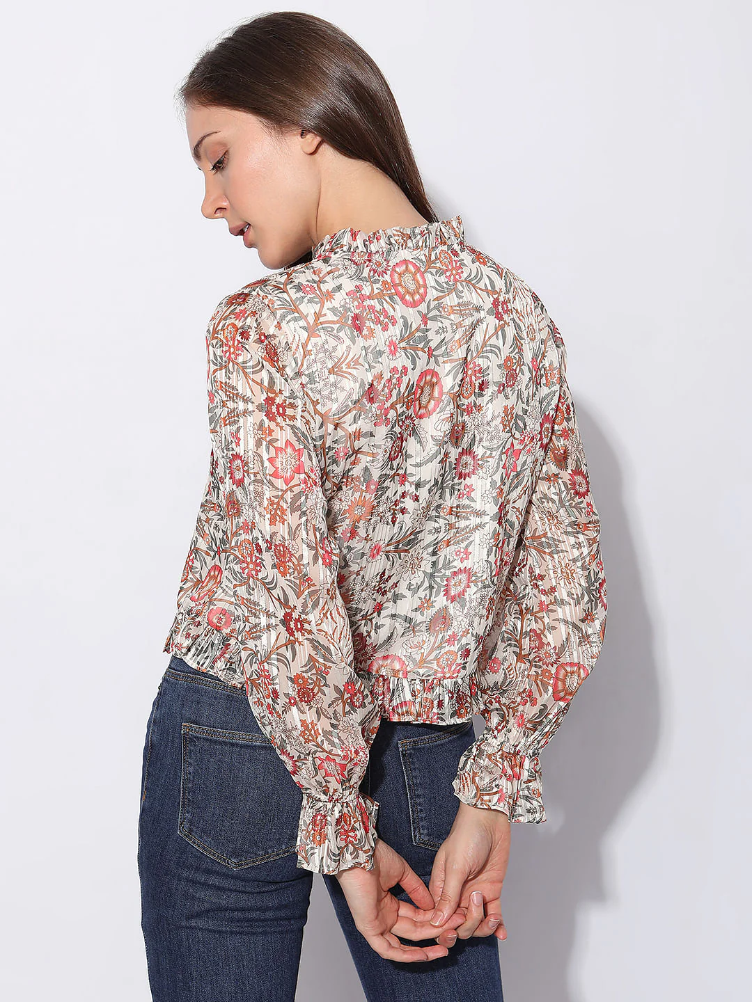Orange Floral Print Top - Image 4