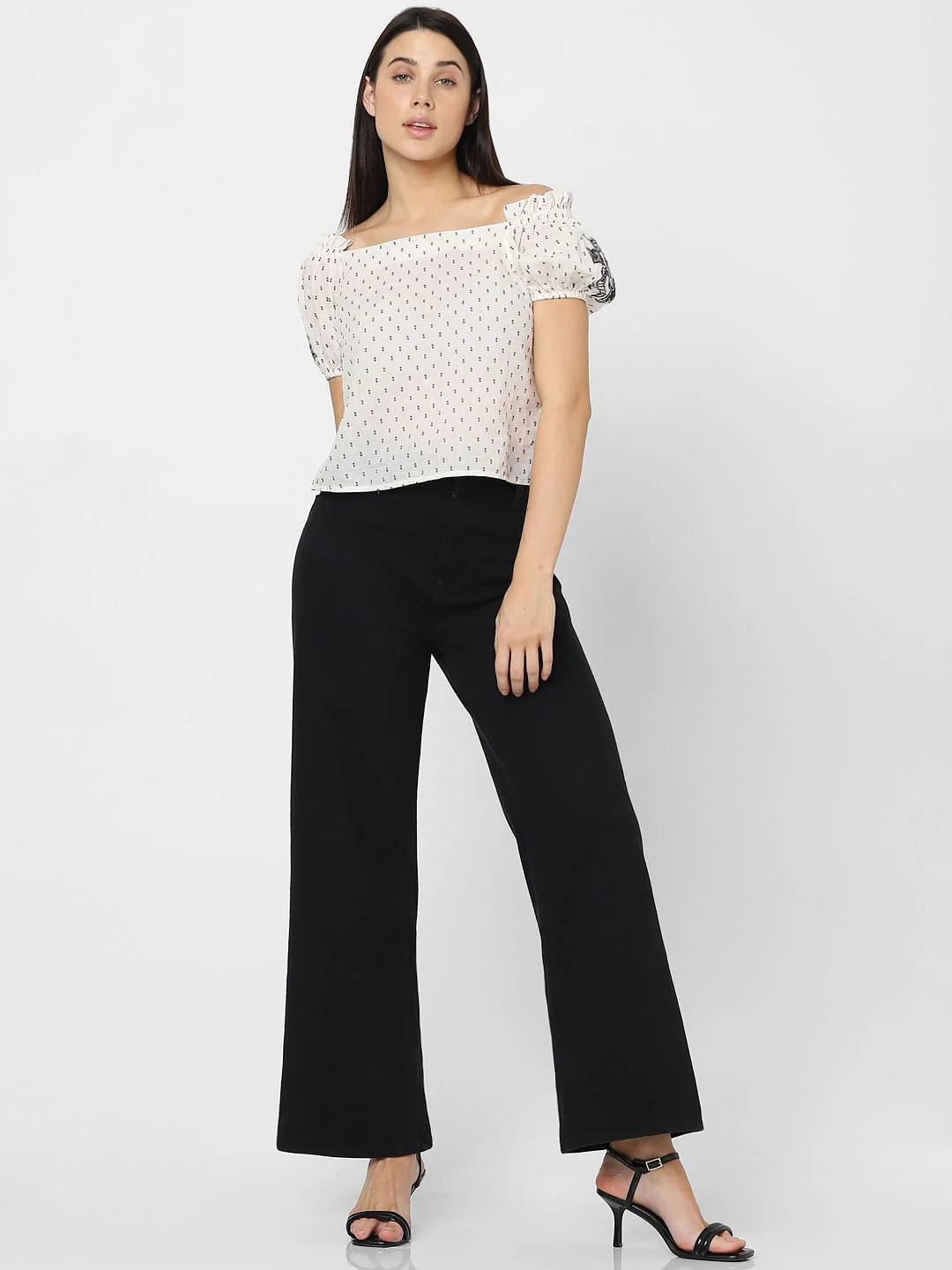 White Embroidered Off-Shoulder Top - Image 7