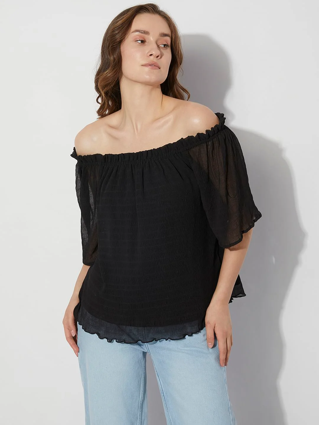Black Off-Shoulder Top - Image 2