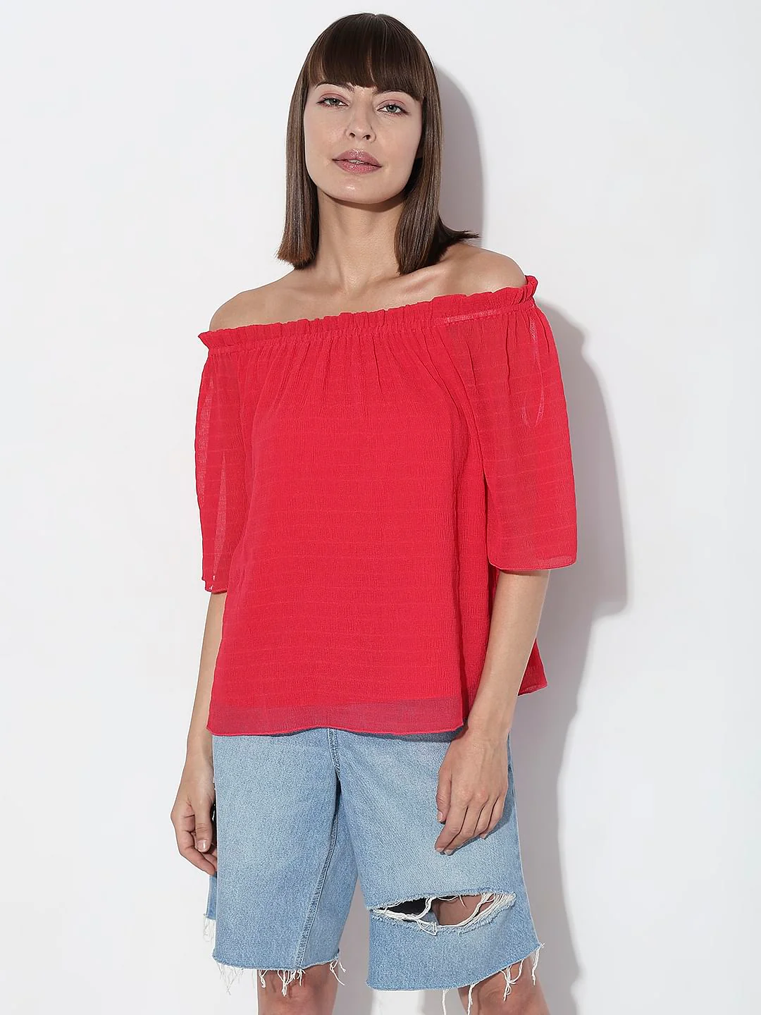 Red Off-Shoulder Top - Image 2
