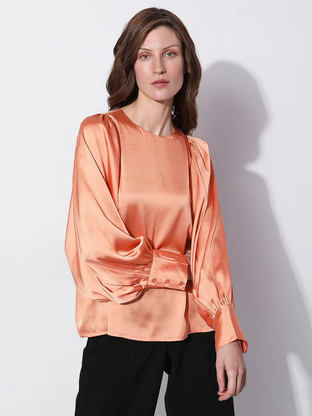 Orange Batwing Sleeves Top - Image 2