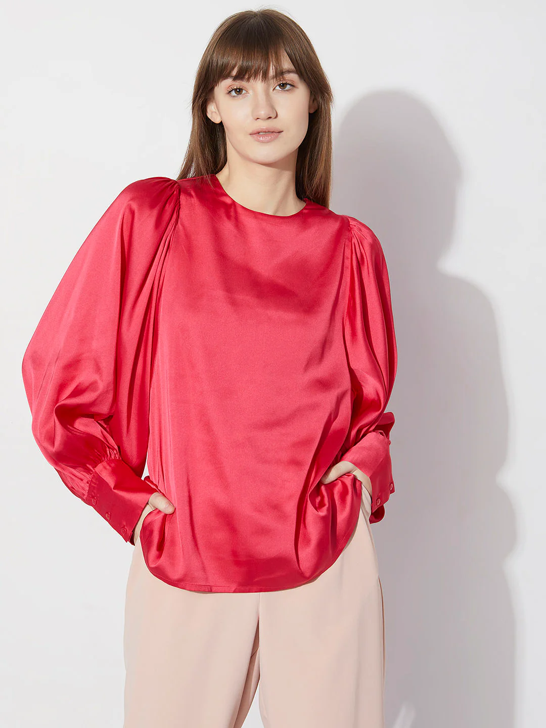 Magenta Batwing Sleeves Top - Image 2