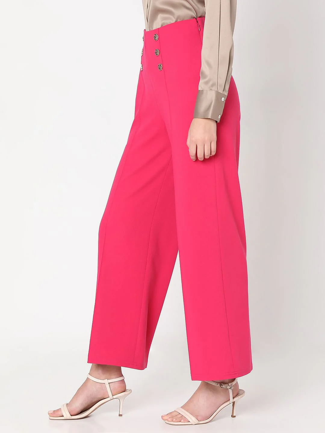 Hot Pink High Rise Straight Fit Pants - Image 3