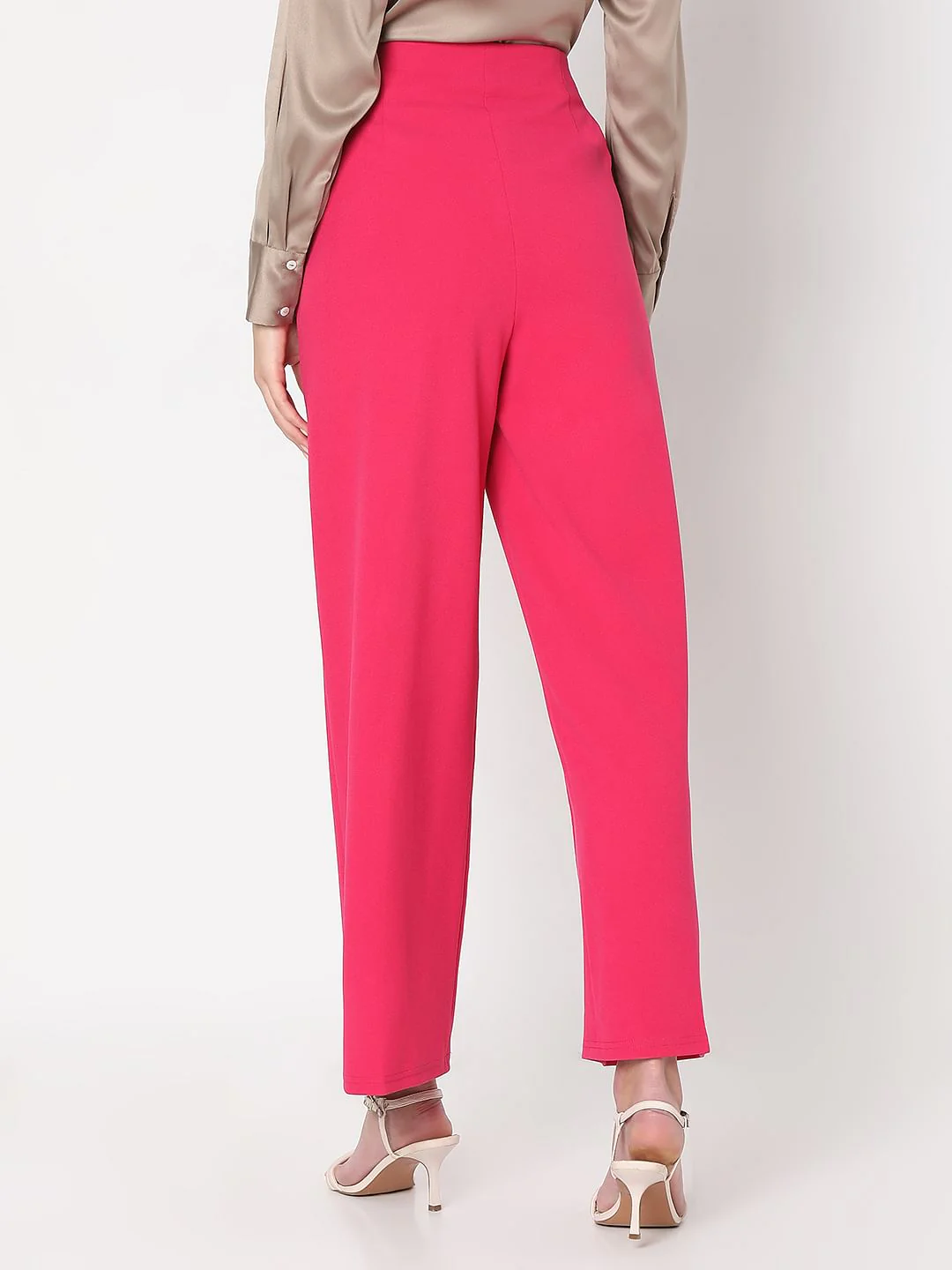 Hot Pink High Rise Straight Fit Pants - Image 4
