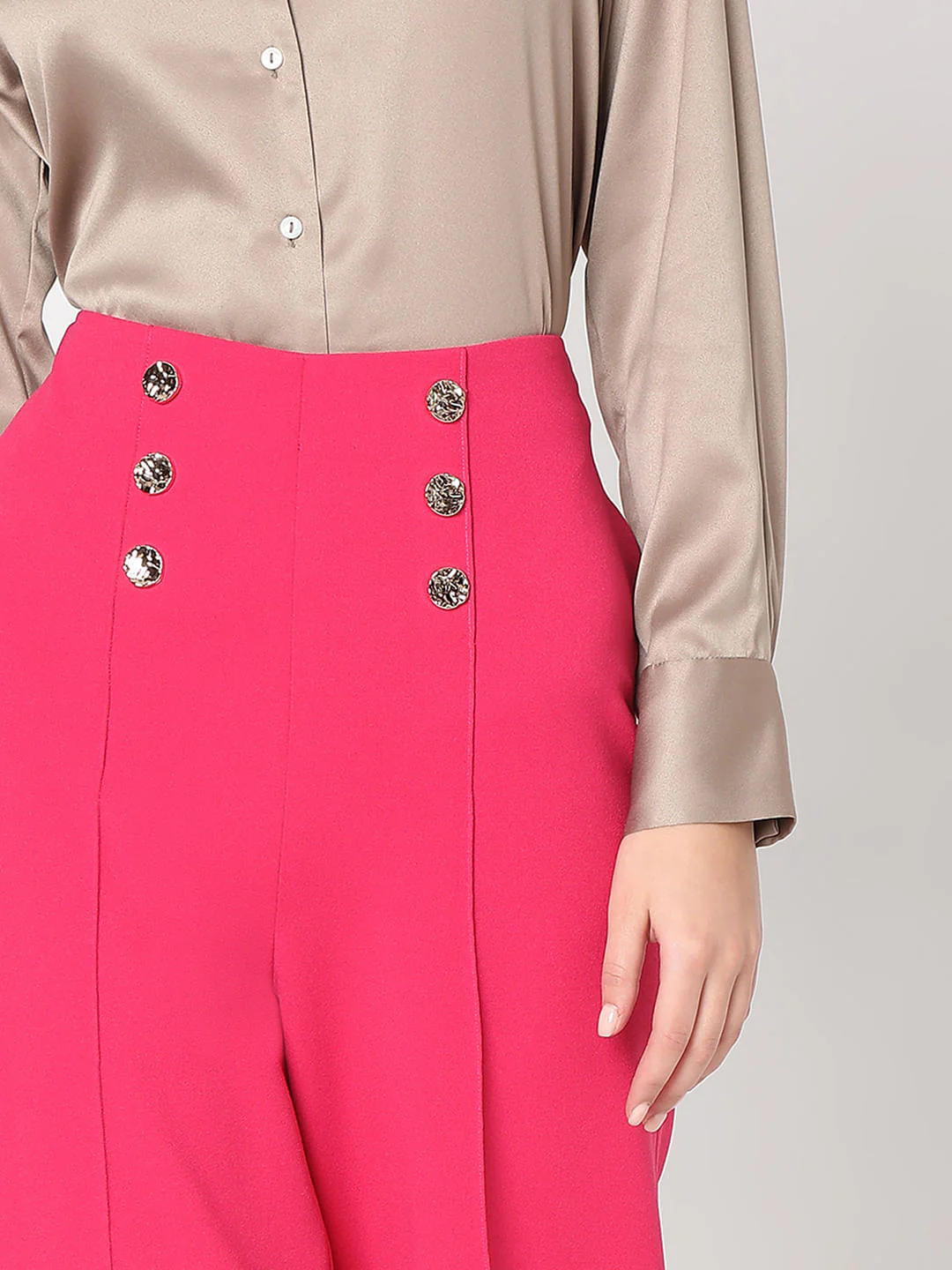 Hot Pink High Rise Straight Fit Pants - Image 6