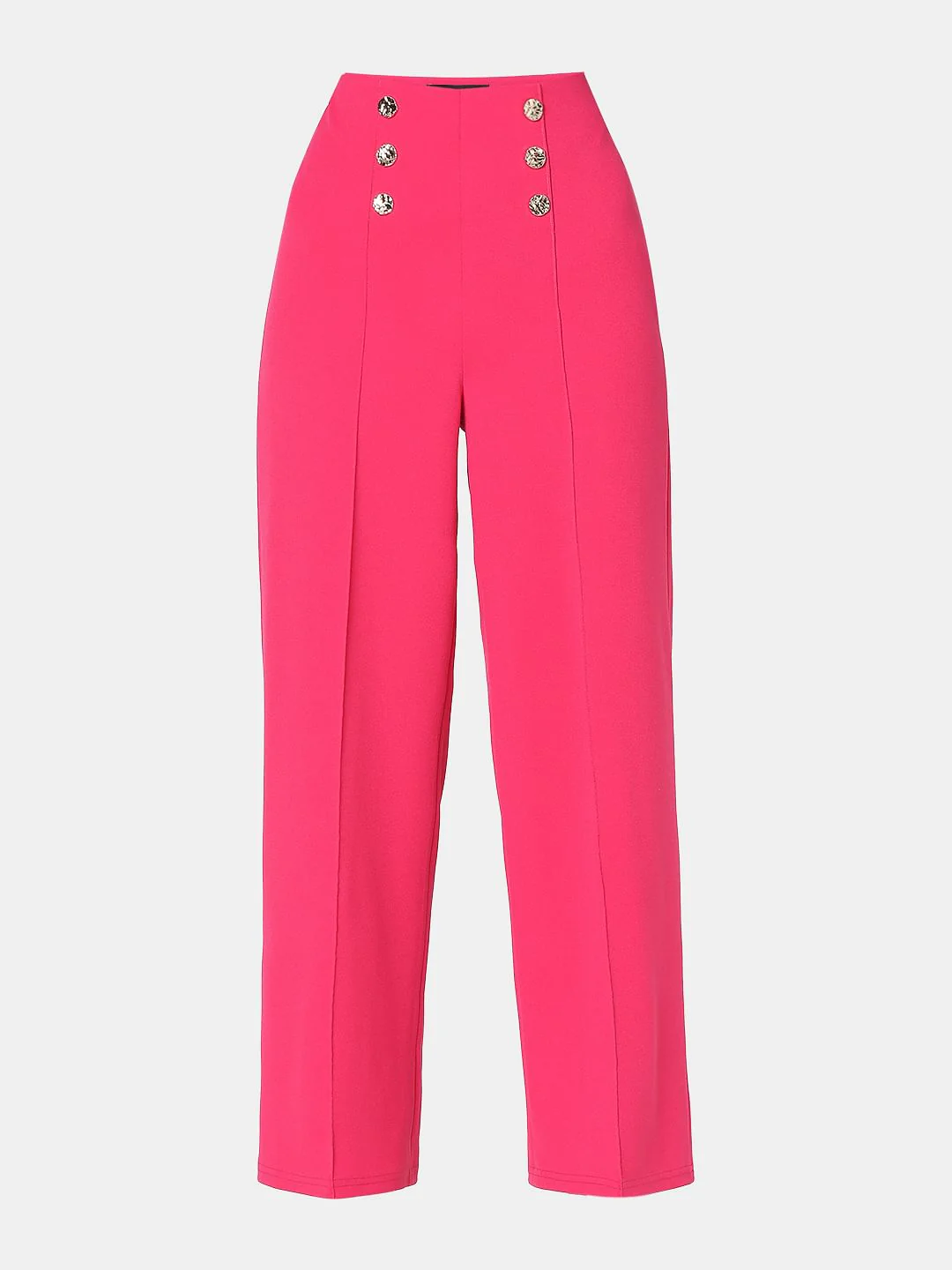 Hot Pink High Rise Straight Fit Pants - Image 7