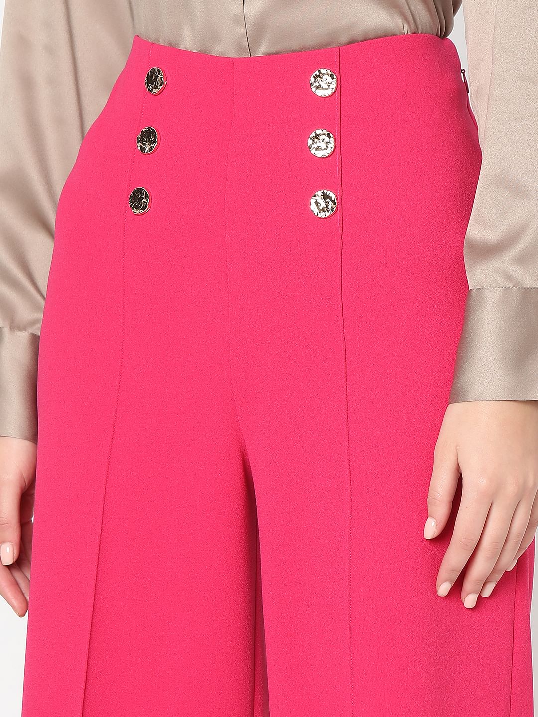 Hot Pink High Rise Straight Fit Pants - Image 8