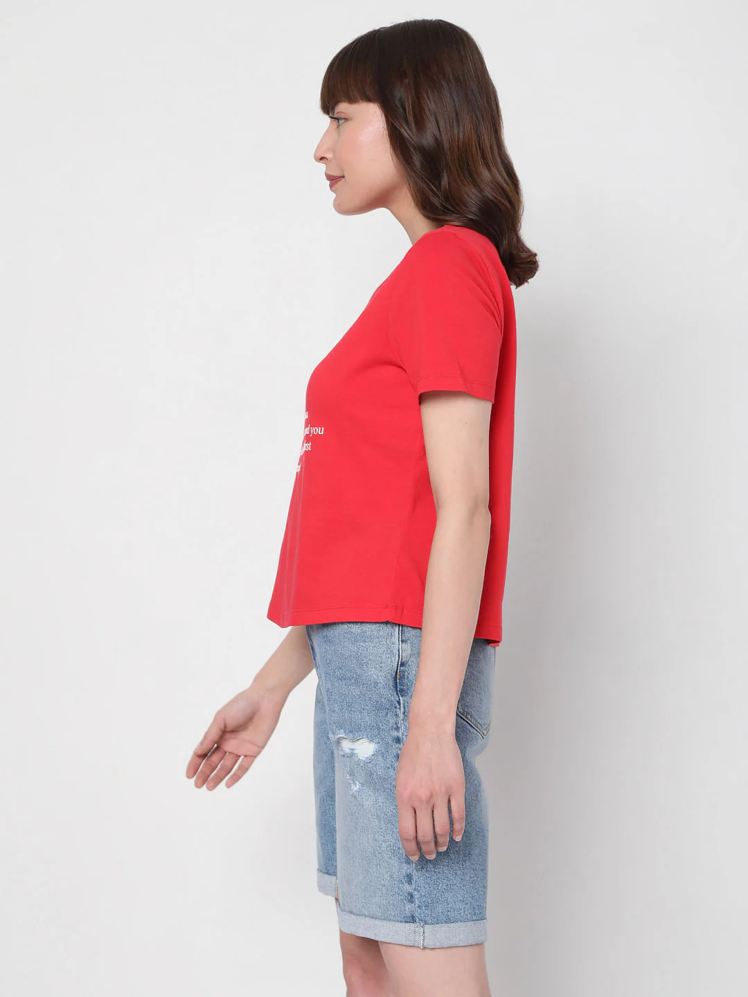 Red Text Print T-Shirt - Image 3