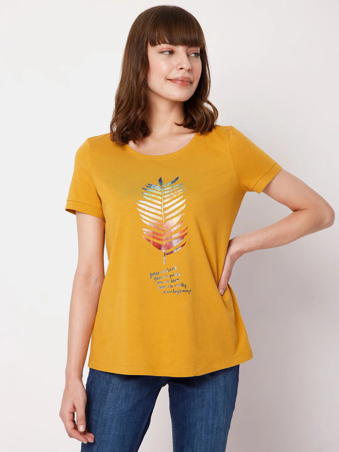 Mustard Graphic Print T-Shirt - Image 2