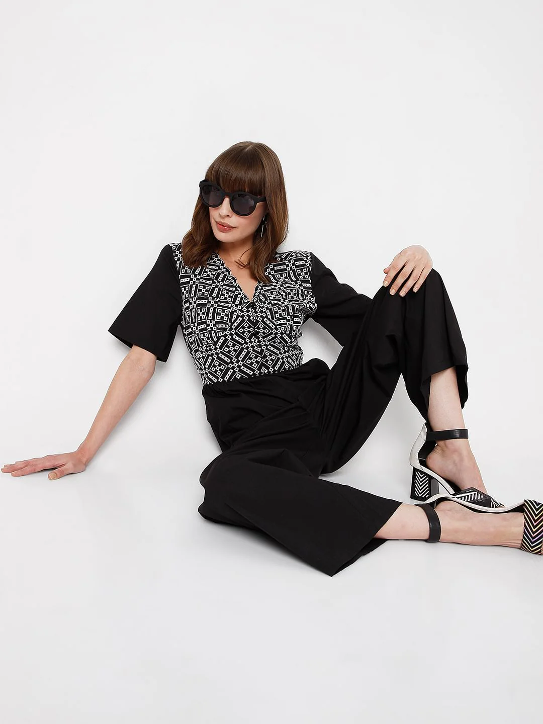 Black Embroidered Jumpsuit