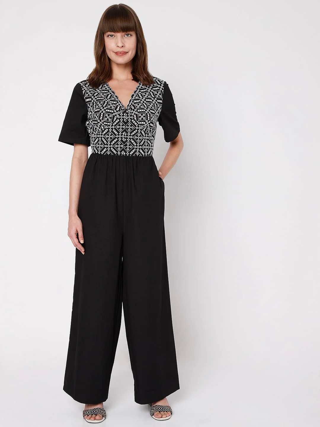 Black Embroidered Jumpsuit - Image 2