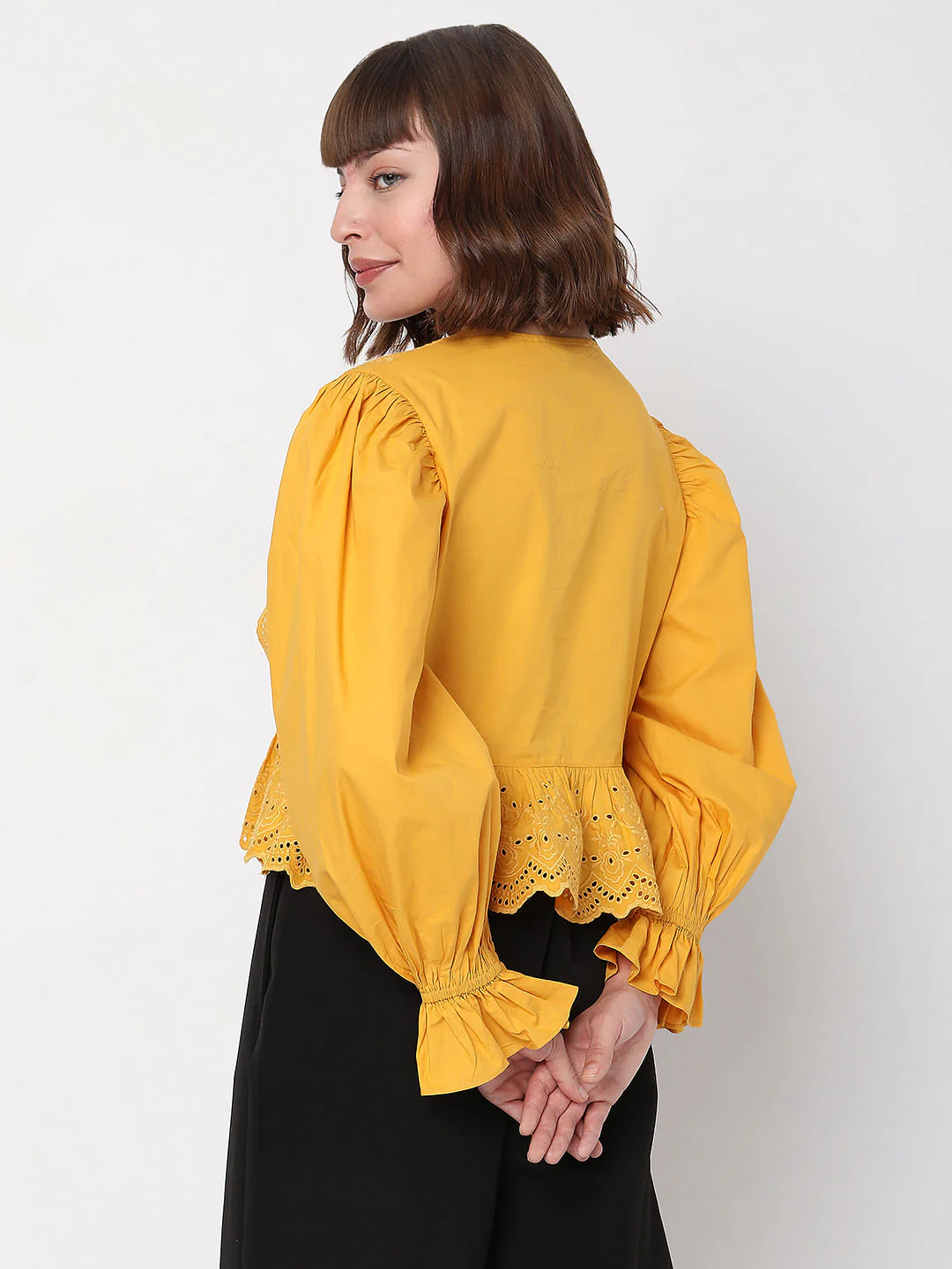 Yellow Embroidered Lace Top - Image 4