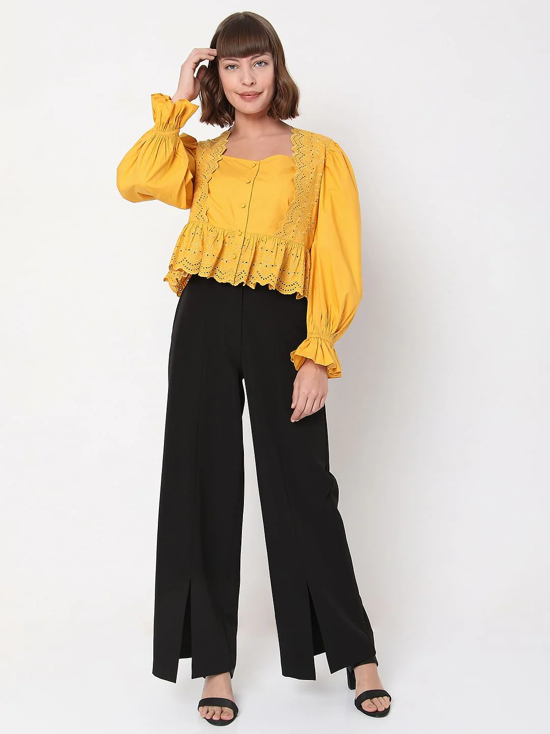 Yellow Embroidered Lace Top - Image 5