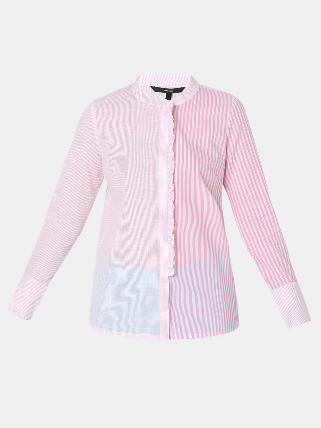 Pink Striped Mandarin Collar Shirt - Image 7