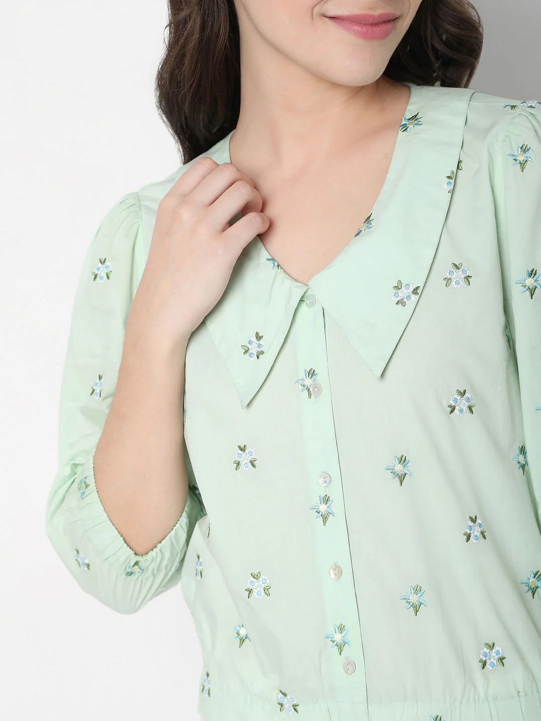 Green Floral Embroidered Top - Image 5