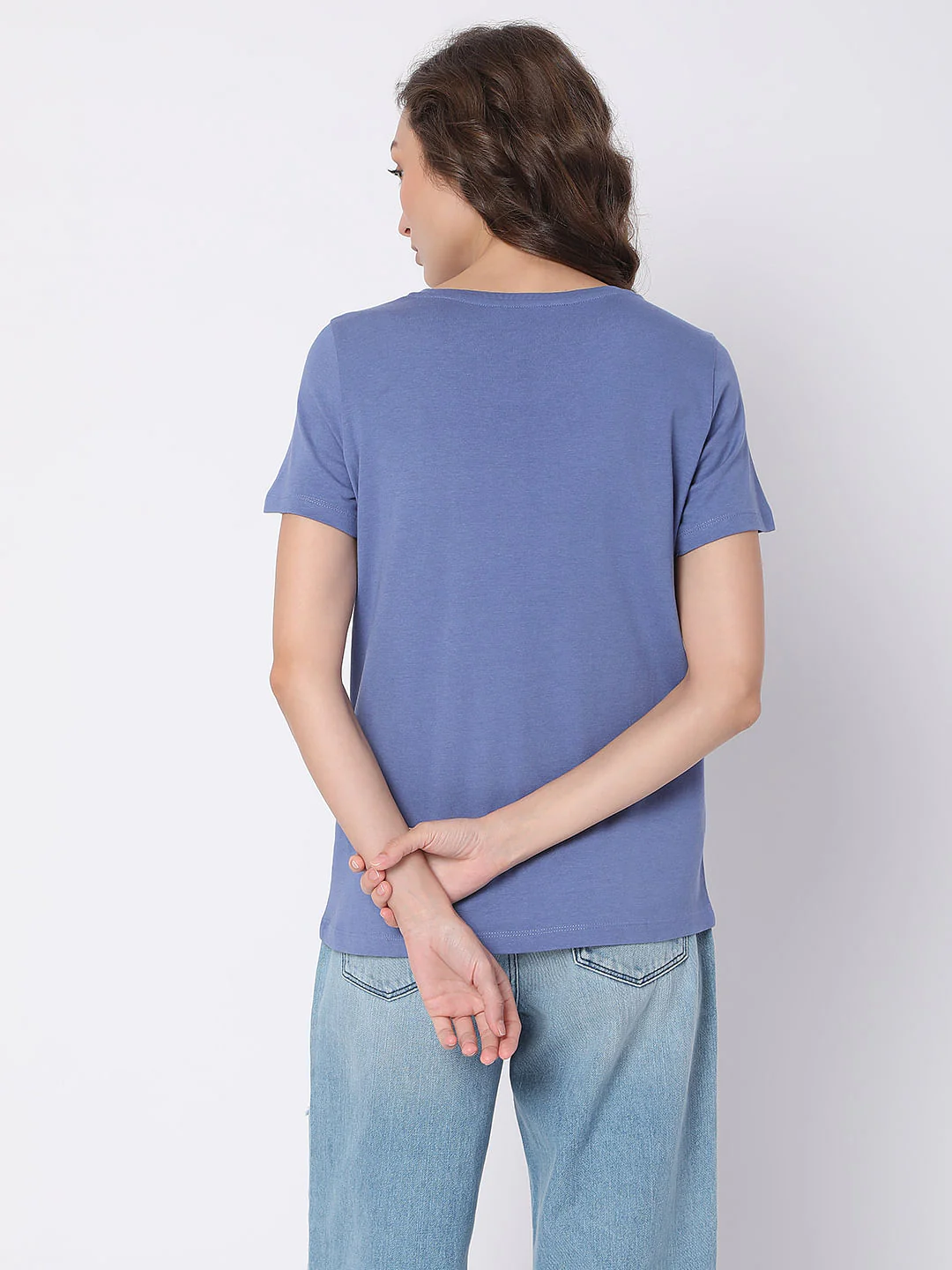 Blue Slogan Print T-Shirt - Image 4
