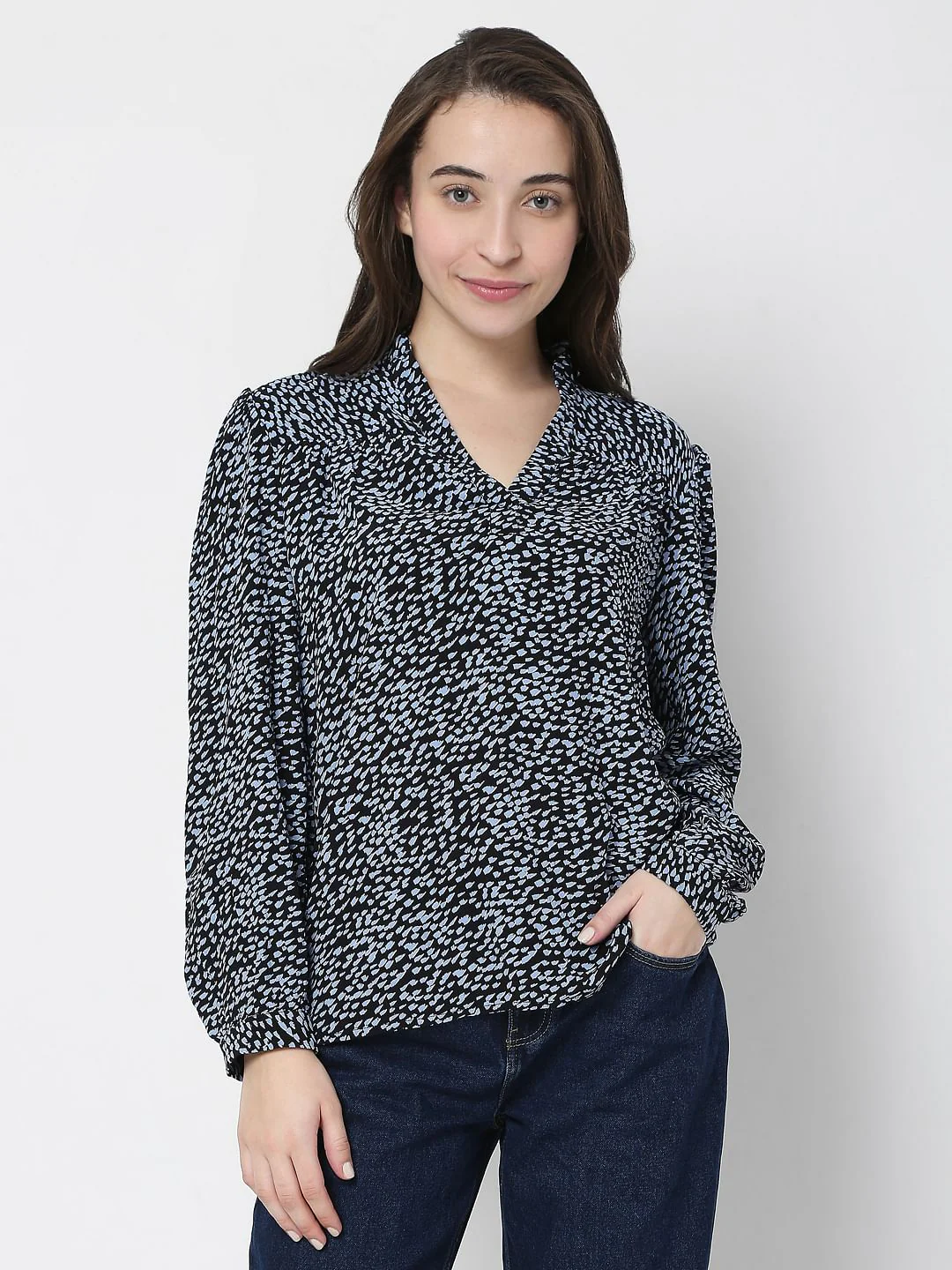 Black All Over Print Top - Image 2