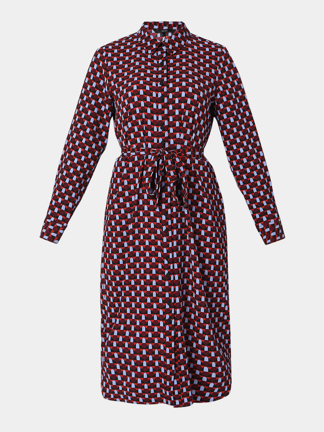 Burgundy All Over Print Midi Dress - Image 6
