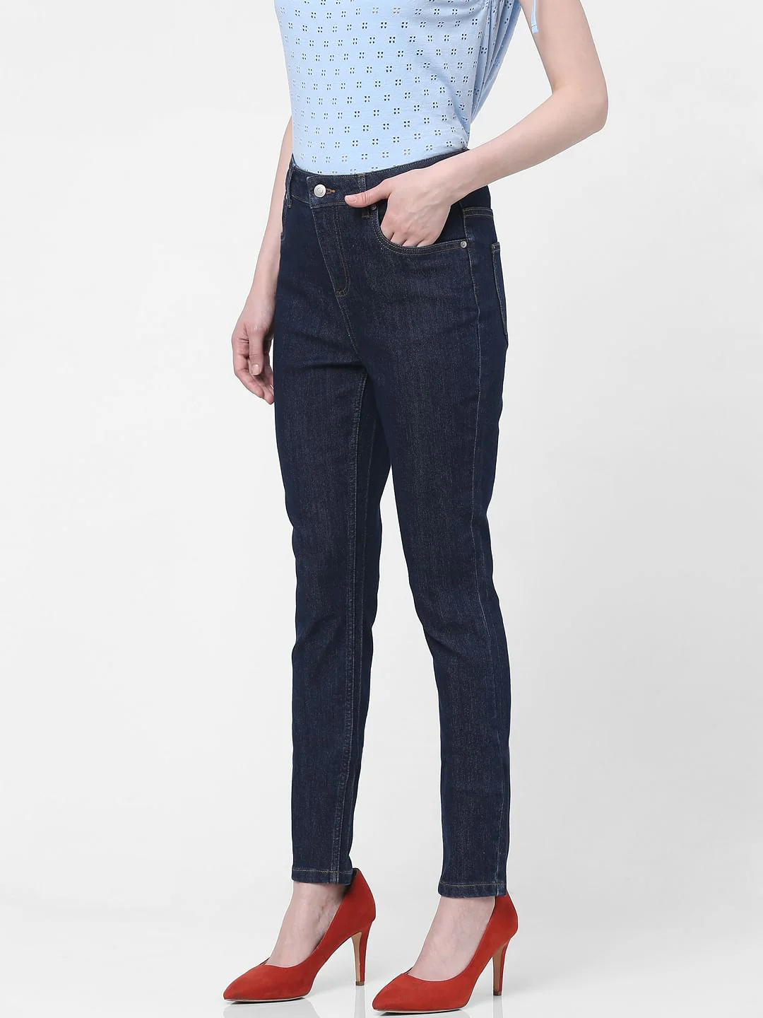 Blue Mid Rise Wendy Skinny Jeans - Image 2
