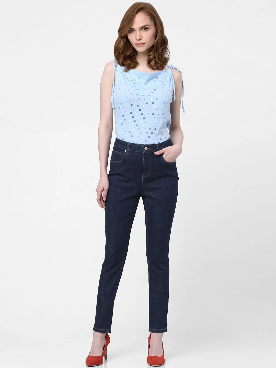 Blue Mid Rise Wendy Skinny Jeans - Image 4