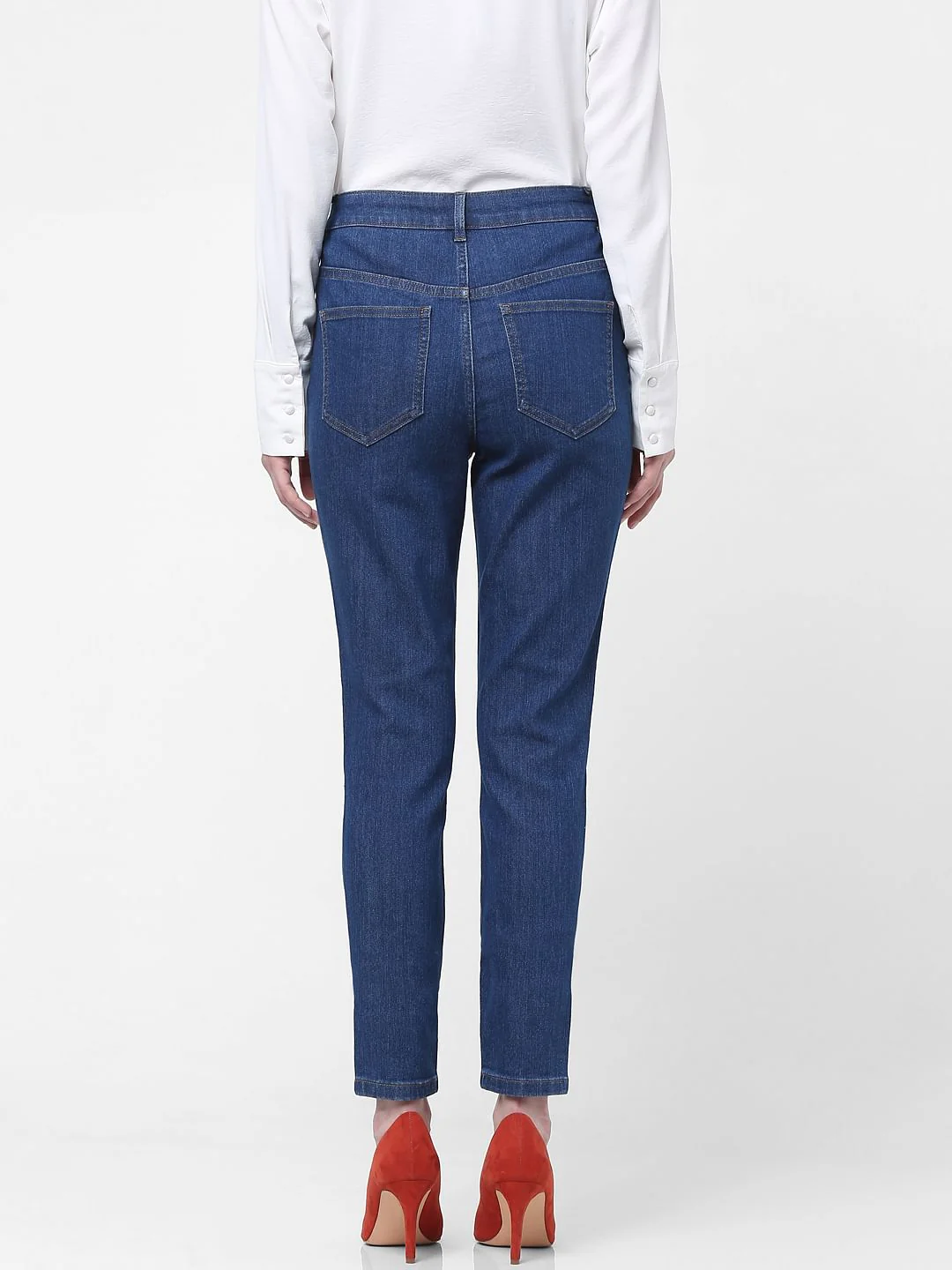 Blue Mid Rise Wendy Skinny Jeans - Image 3