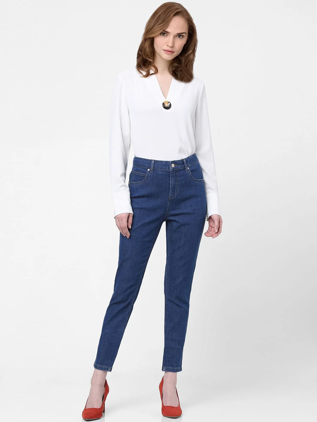 Blue Mid Rise Wendy Skinny Jeans - Image 4