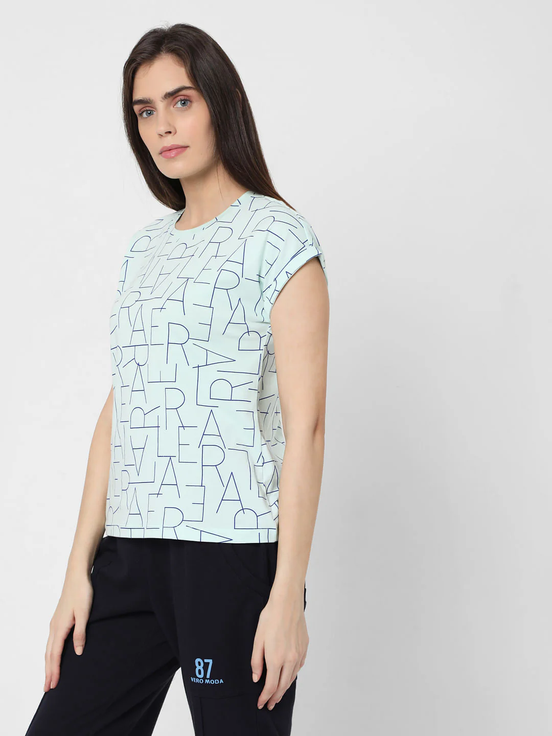Sky Blue Alphabet Print T-Shirt - Image 2