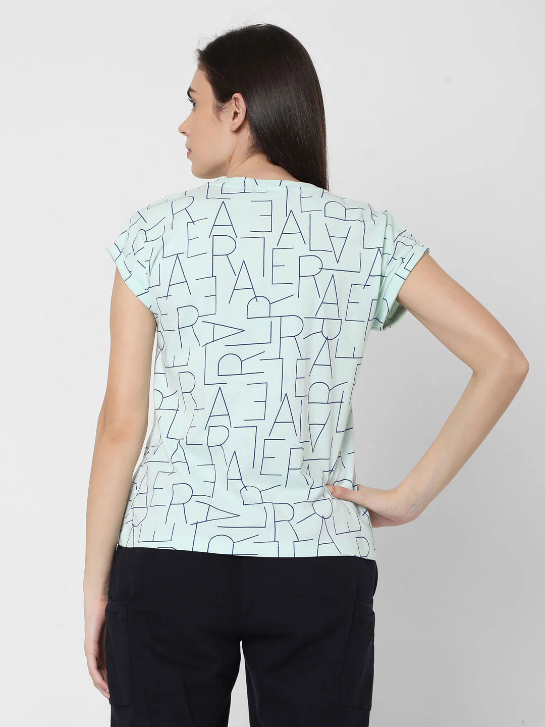 Sky Blue Alphabet Print T-Shirt - Image 3