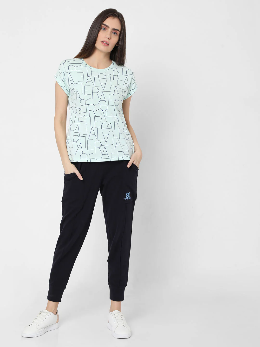 Sky Blue Alphabet Print T-Shirt - Image 4