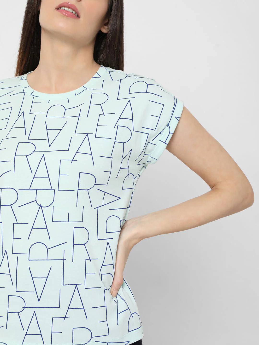 Sky Blue Alphabet Print T-Shirt - Image 5
