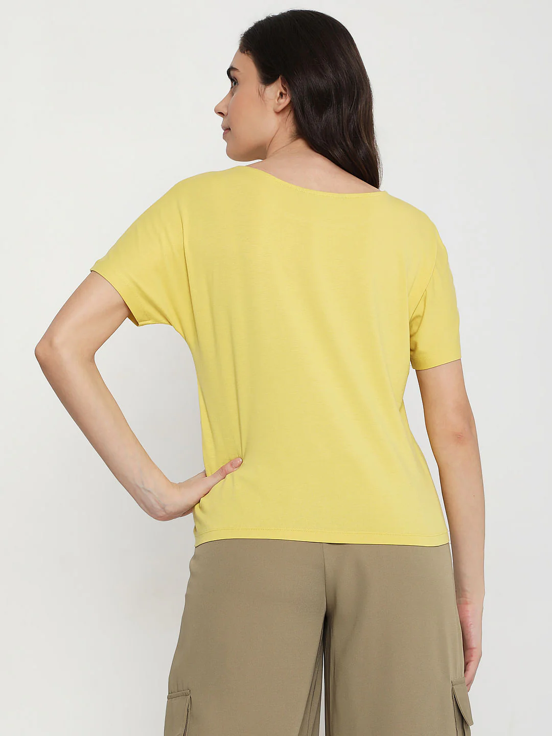 Yellow Tie-Up Detail T-Shirt - Image 3