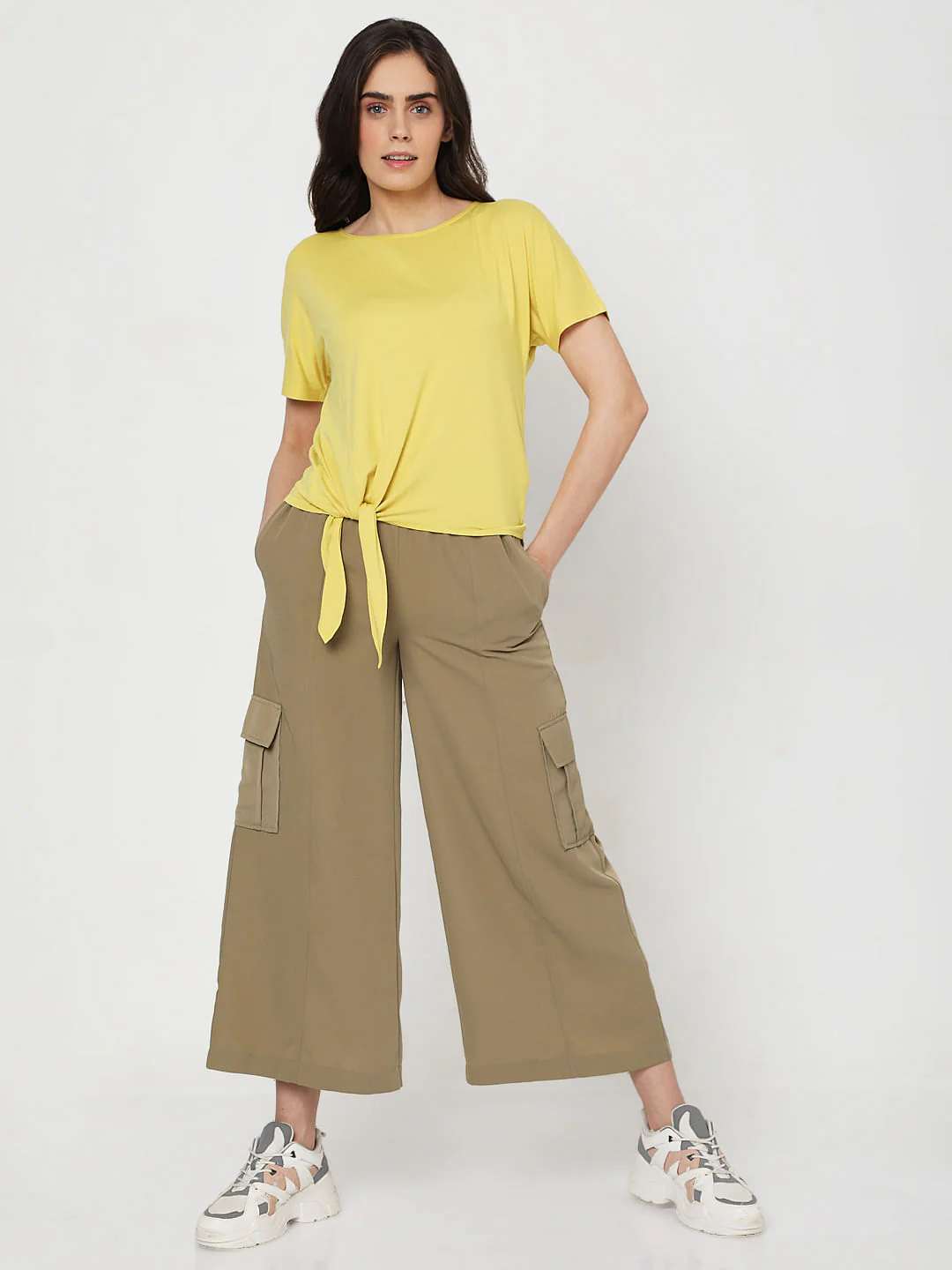 Yellow Tie-Up Detail T-Shirt - Image 4
