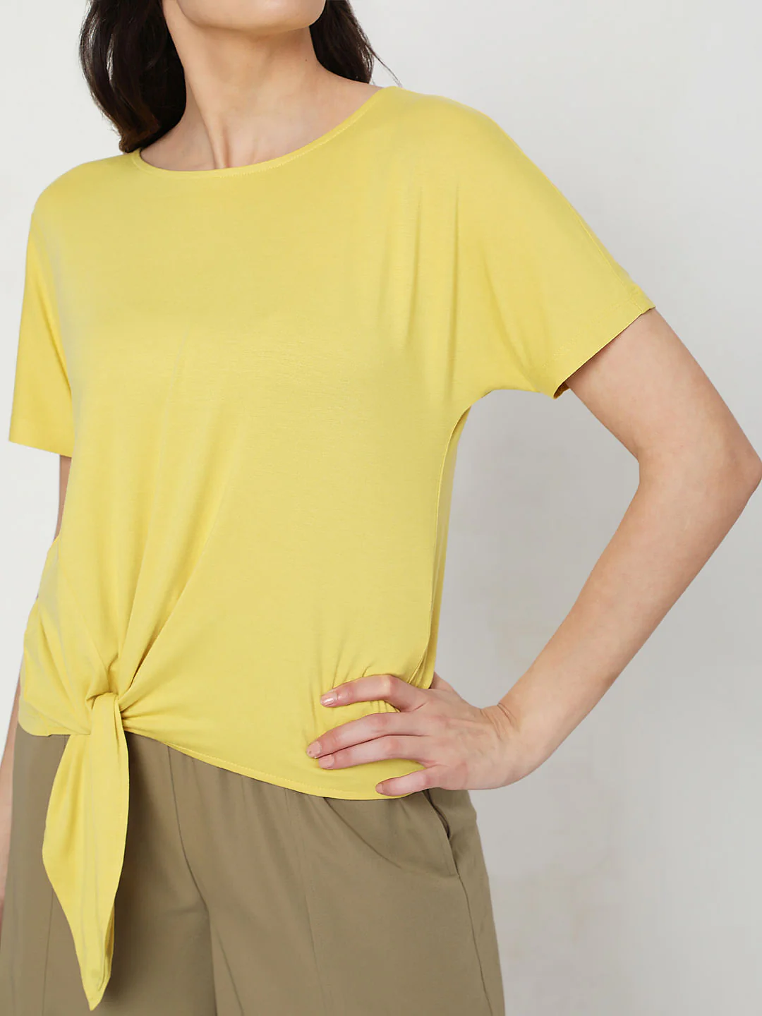 Yellow Tie-Up Detail T-Shirt - Image 5