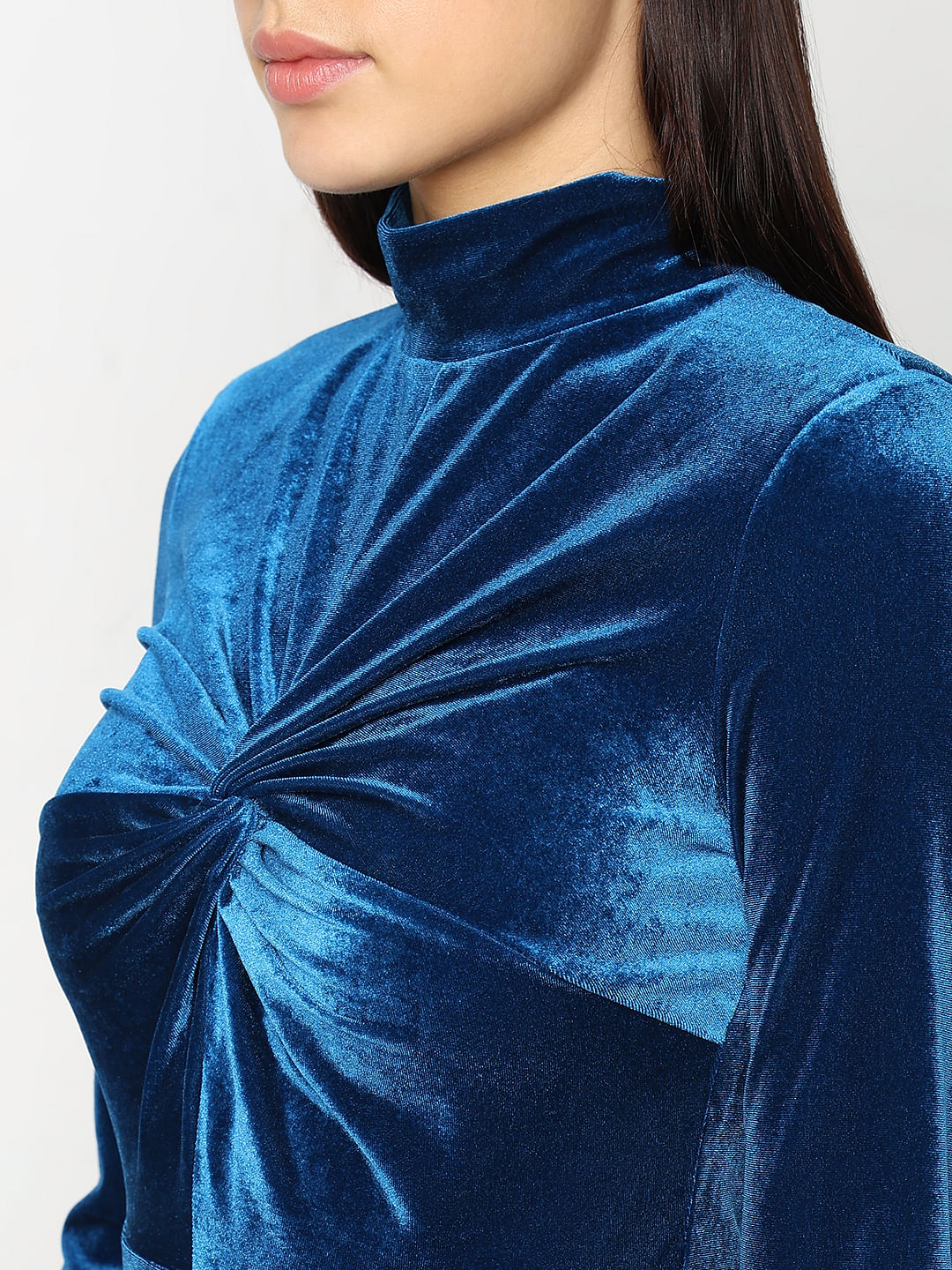 Blue Velvet High Neck Dress - Image 6