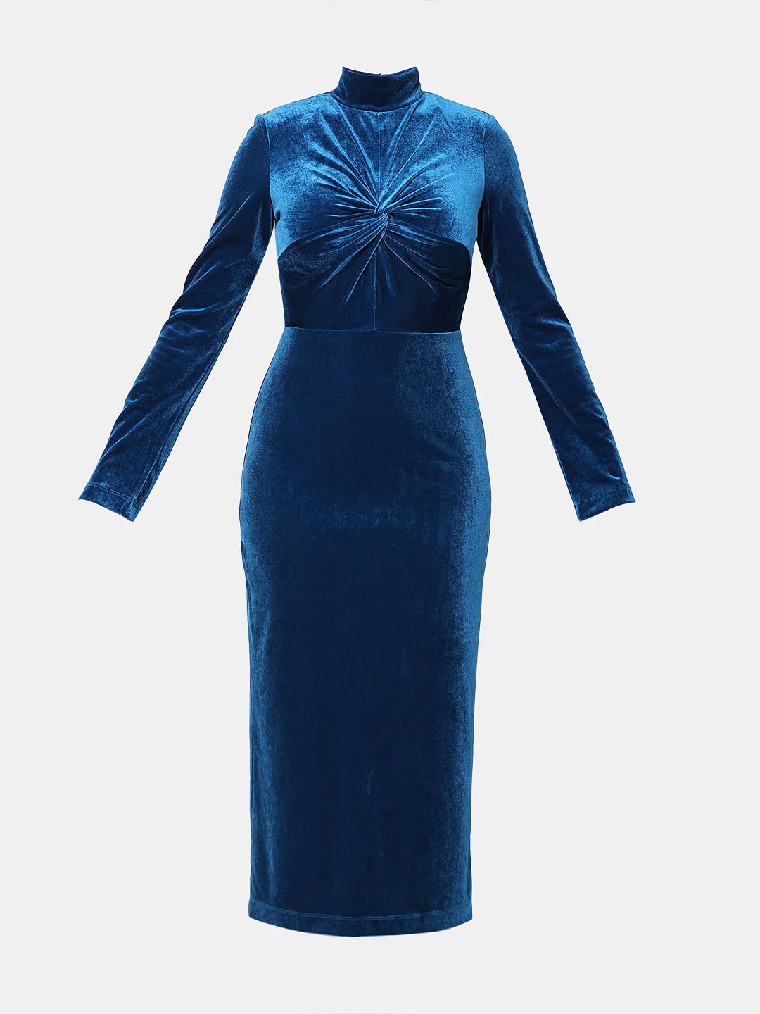 Blue Velvet High Neck Dress - Image 7