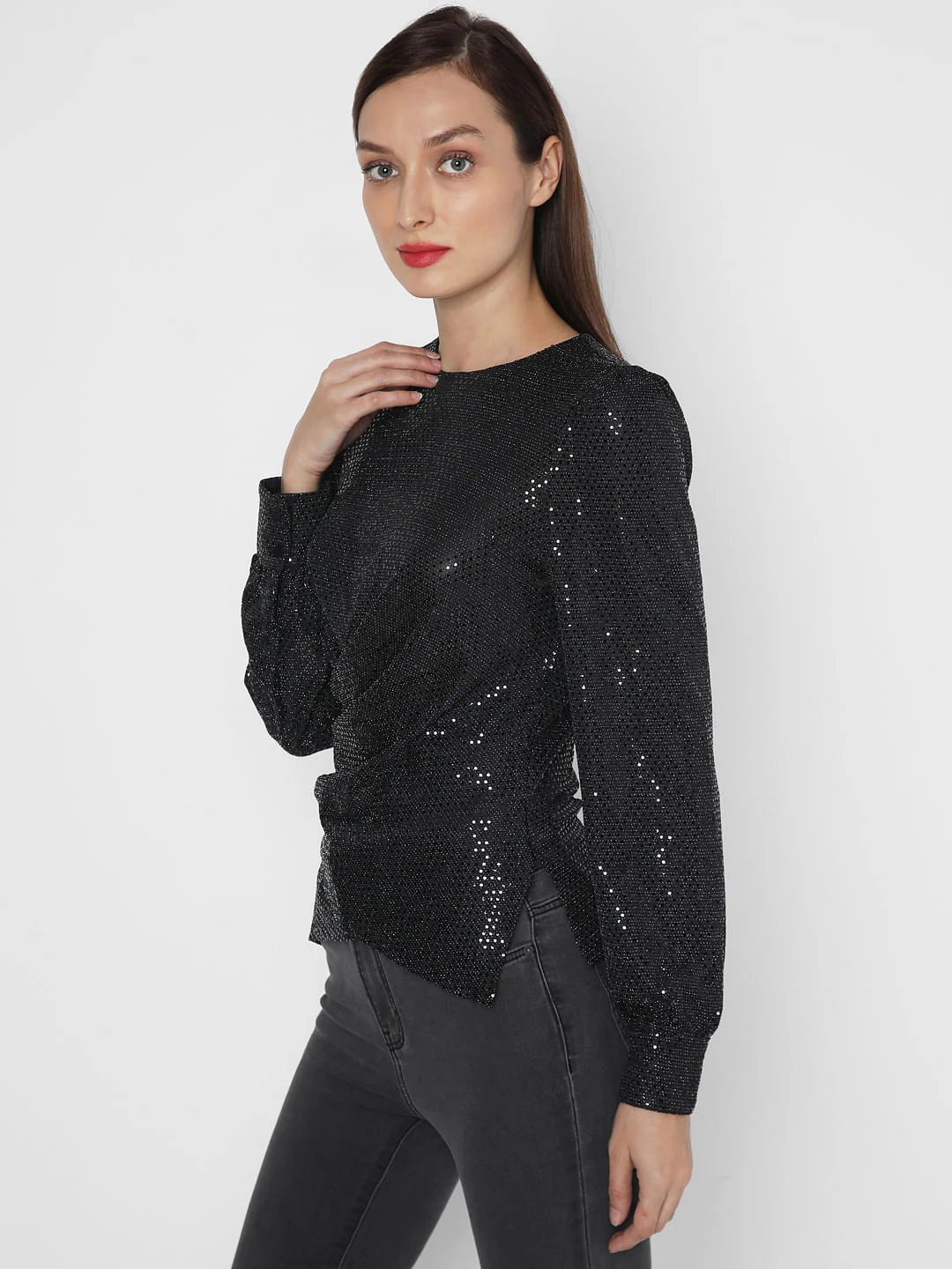 Black Lurex Knit Top - Image 3