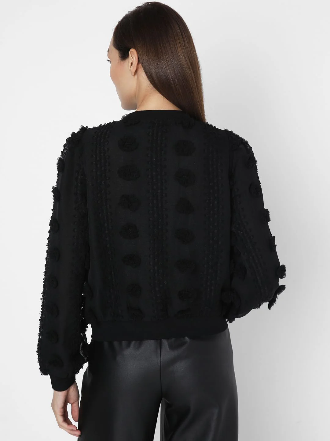 Black Lace Textured Cardigan - Image 4