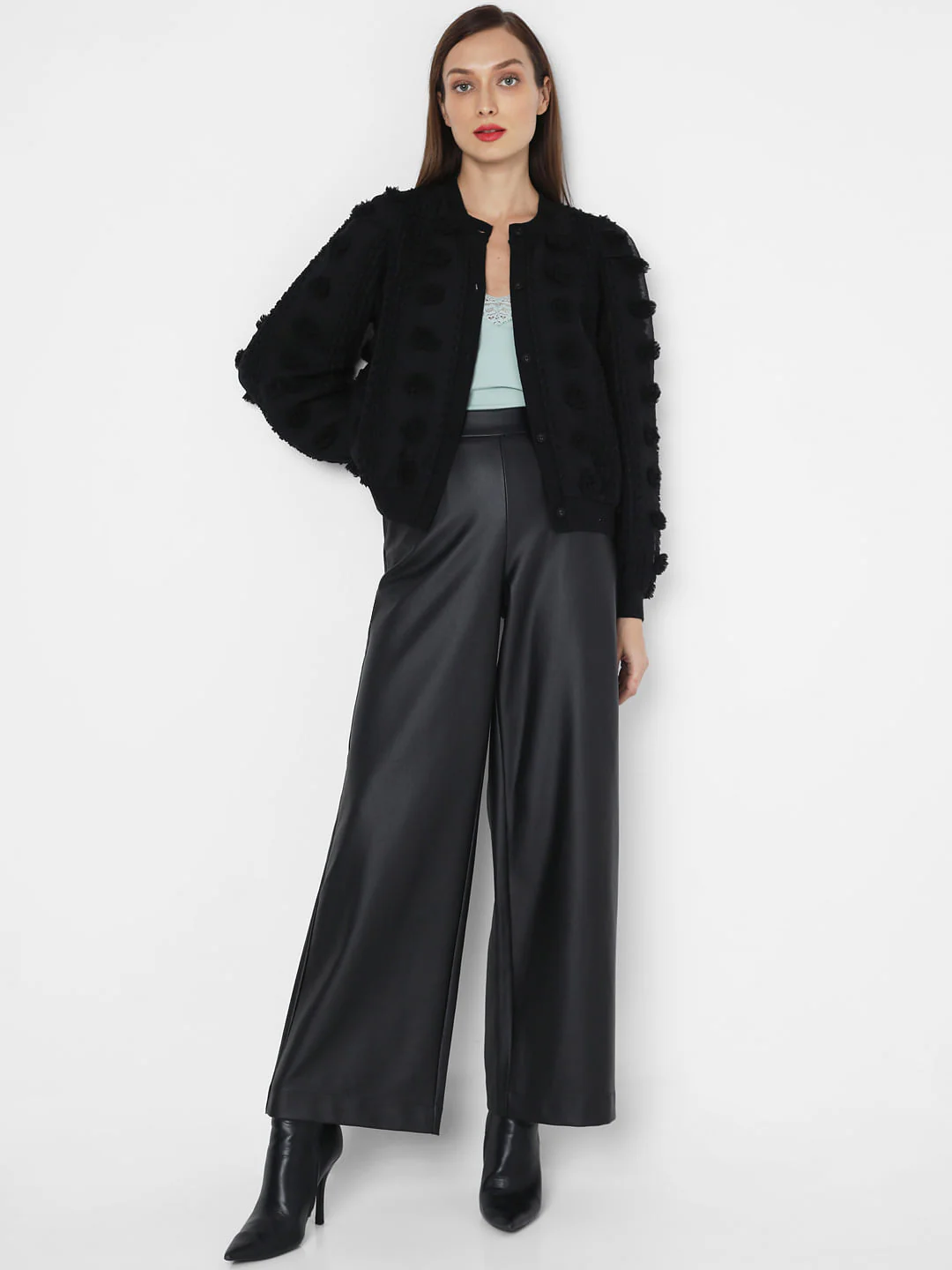 Black Lace Textured Cardigan - Image 5